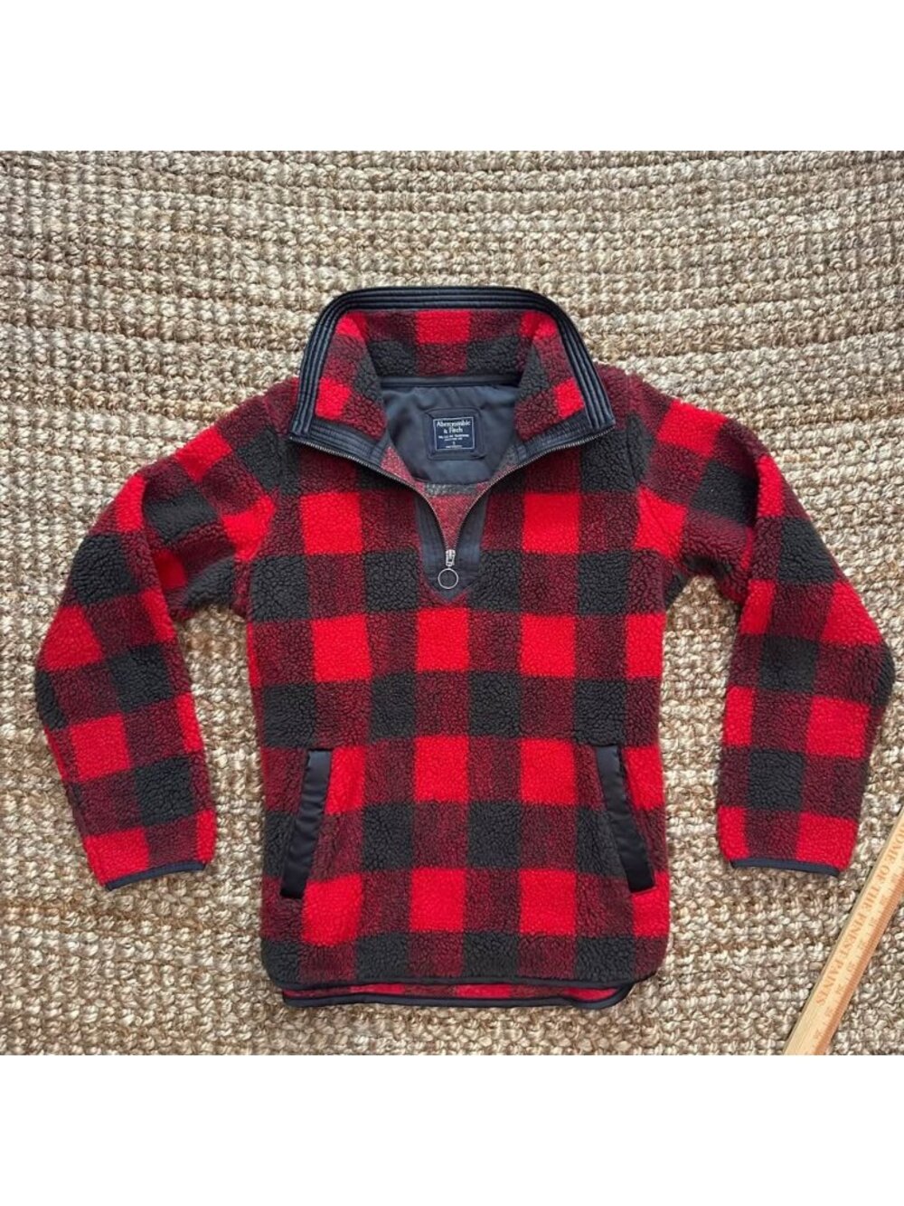 Abercrombie & Fitch Buffalo Plaid Fleece Quarter Zip Pullover Womens Size Small